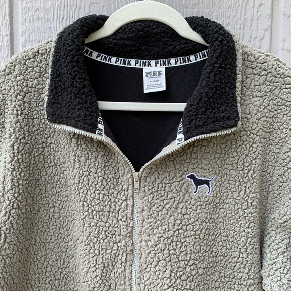 PINK VS grey thick sherpa full zip cozy sweater - Picture 11 of 16
